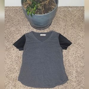 Perfume Toxic Brand Tee Faux Leather Sleeves Women's Sz Lg